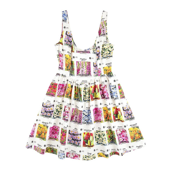 Tyler McGillivary Seed Packet Floral Mini Dress Size Small - Picture 2 of 11